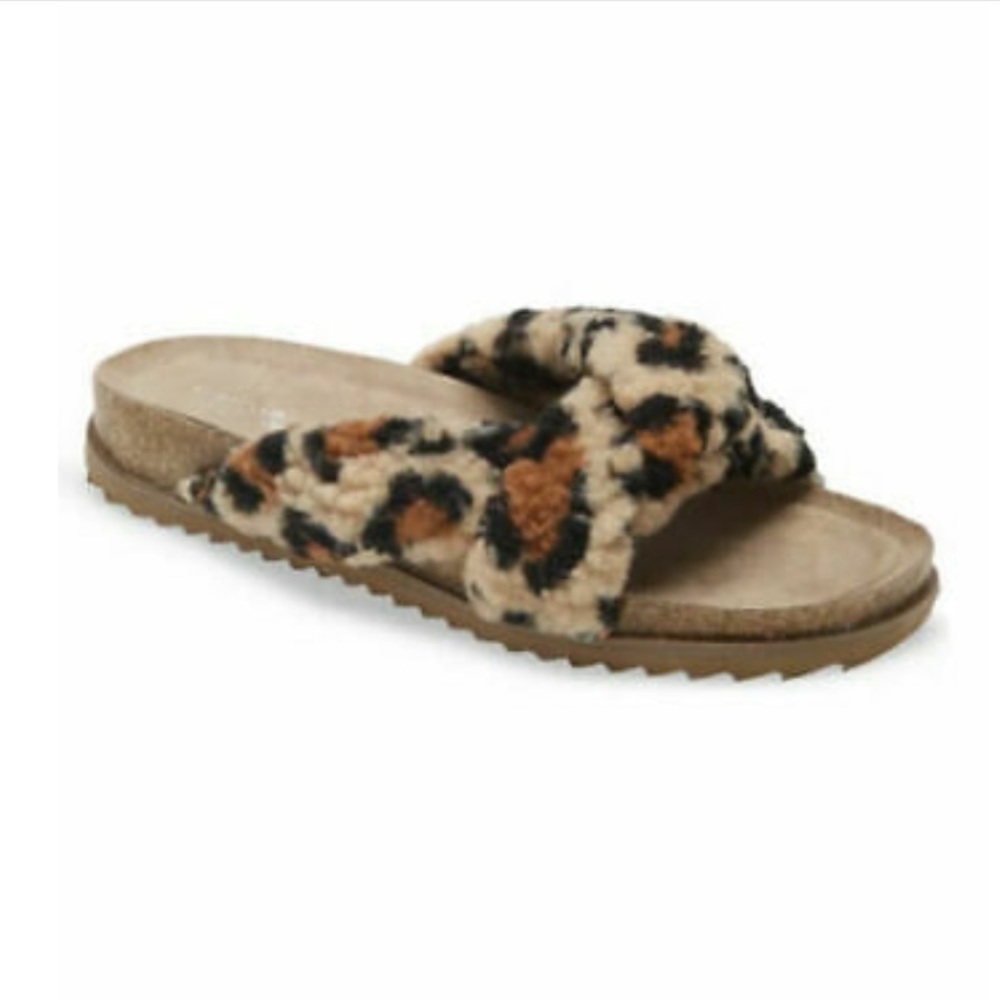 New Davinia Faux Shearling Treasure & Bond Leopard Print Slip On Slide